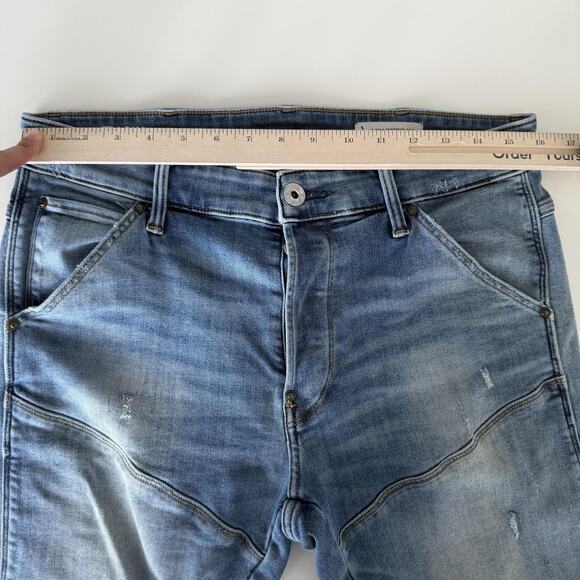 G-Star RAW Jeans Mens 32x32 5620 3D Slim Distressed Washout Moto Tapered Stretch - Picture 11 of 12